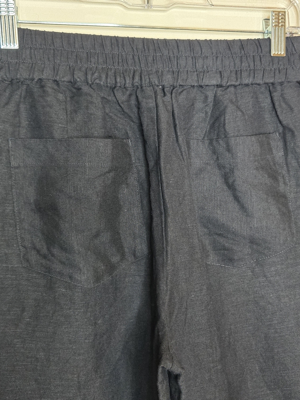 EVEREVE Black Linen Blend Wide Leg Pants Relaxed Pull On Coastal Chic - Picture 5 of 9